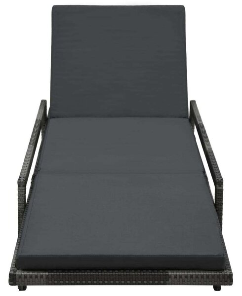 Polyrattan Napozóágy - Szürke - 196cm