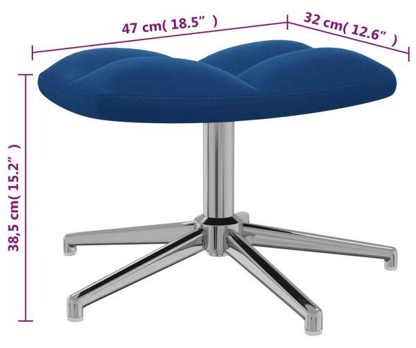 VidaXL kék bársony pihenőfotel lábtartóval
