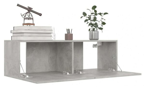 Modern Fali TV Szekrény Szett - 100cm Beton Szürke