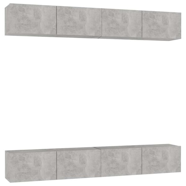 Modern Fali TV Szekrény Szett - 100cm Beton Szürke