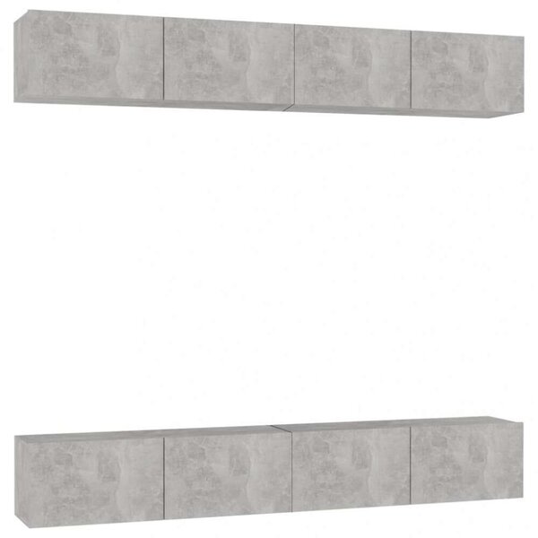 Modern Fali TV Szekrény Szett - 100cm Beton Szürke