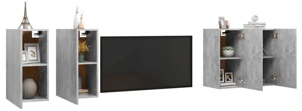 4 db betonszürke forgácslap tv-szekrény 30,5 x 30 x 60 cm
