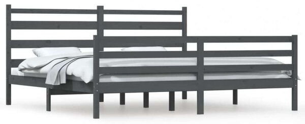 VidaXL Szürke Tömör Fenyőfa Ágykeret - 200x200 cm