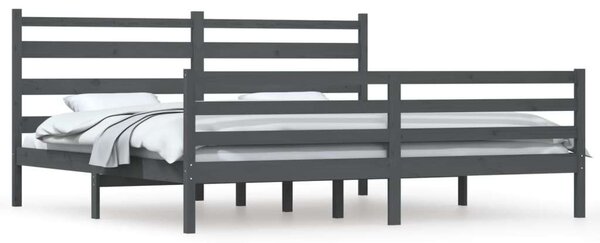 VidaXL Szürke Tömör Fenyőfa Ágykeret - 200x200 cm