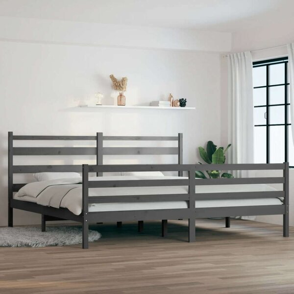 VidaXL Szürke Tömör Fenyőfa Ágykeret - 200x200 cm