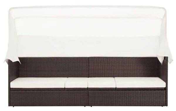 VidaXL barna polyrattan kerti kanapé napellenzővel