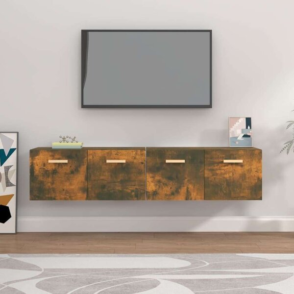 VidaXL 2 db füstös tölgyszínű szerelt fa faliszekrény 80x35x36,5 cm