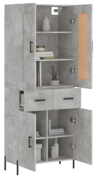 VidaXL Magas Szekrény - Betonszürke - 69,5x34x180 cm