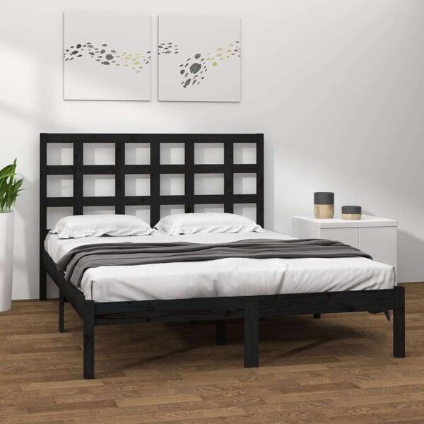VidaXL fekete tömör fa ágykeret 200 x 200 cm