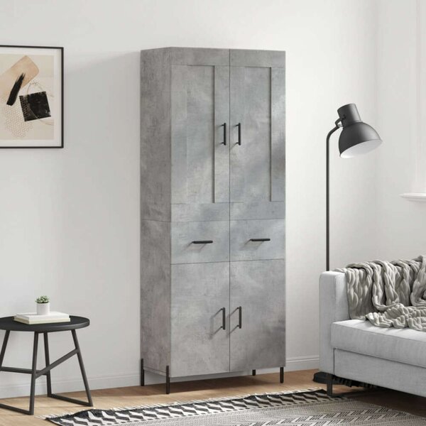 VidaXL Magas Szekrény - Betonszürke - 69,5x34x180 cm