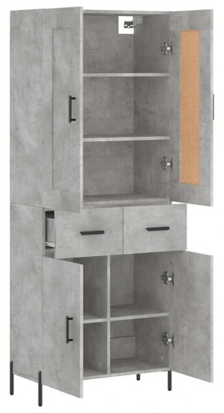 VidaXL Magas Szekrény - Betonszürke - 69,5x34x180 cm