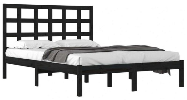 VidaXL fekete tömör fa ágykeret 200 x 200 cm