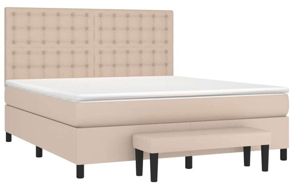 VidaXL cappuccino színű műbőr rugós ágy matraccal 160 x 200 cm