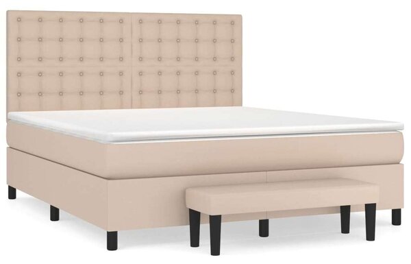 VidaXL cappuccino színű műbőr rugós ágy matraccal 160 x 200 cm