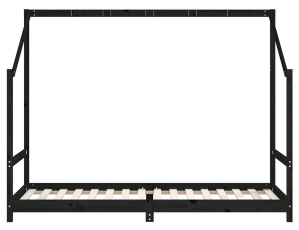 VidaXL fekete gyerek tömör fenyőfa ágykeret 2 x (80 x 200) cm