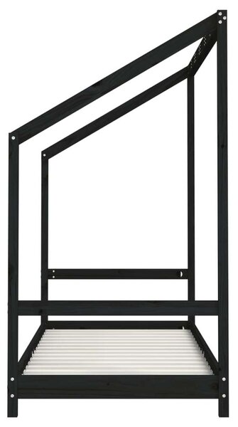 VidaXL fekete gyerek tömör fenyőfa ágykeret 2 x (80 x 200) cm