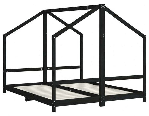VidaXL fekete gyerek tömör fenyőfa ágykeret 2 x (80 x 200) cm