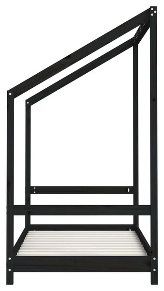 VidaXL fekete gyerek tömör fenyőfa ágykeret 2 x (80 x 160) cm