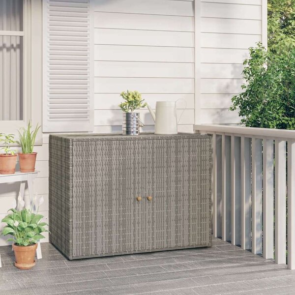 VidaXL szürke polyrattan kerti tárolószekrény 100 x 55,5 x 80 cm