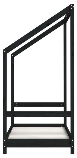 VidaXL fekete gyerek tömör fenyőfa ágykeret 2 x (70 x 140) cm