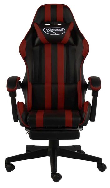 VidaXL fekete és bordó műbőr Gamer szék lábtartóval