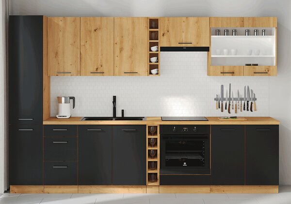 Z0ND0 Sarok felső konyhaszekrény Meriel 60/60 GN-72 1F (fekete + artisan tölgy). 1033986
