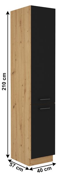 Élelmiszer szekrény Meriel 40 DK 210 2F (fekete + artisan tölgy)
