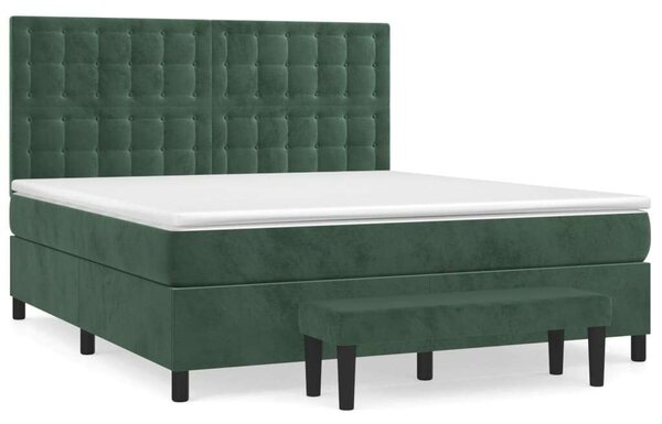 VidaXL sötétzöld bársony rugós ágy matraccal 160x200 cm