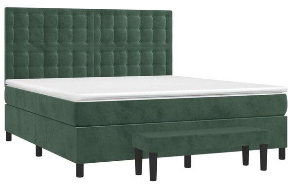 VidaXL sötétzöld bársony rugós ágy matraccal 160x200 cm