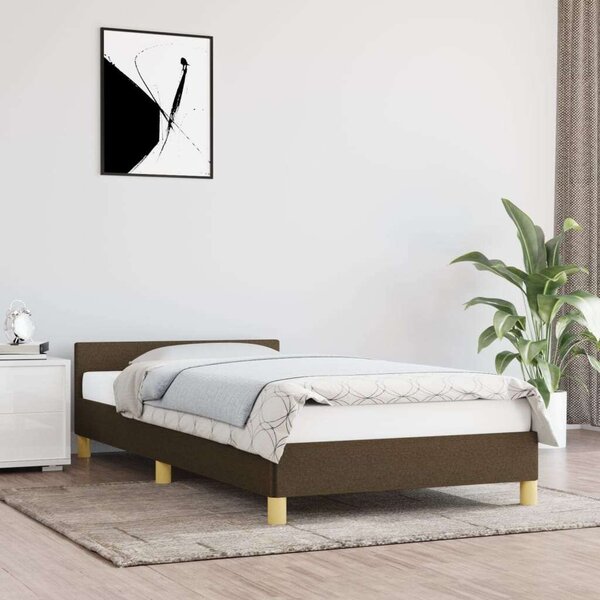 VidaXL sötétbarna szövet ágykeret fejtámlával 100 x 200 cm