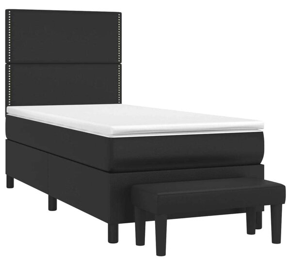 VidaXL fekete műbőr rugós ágy matraccal 90 x 200 cm