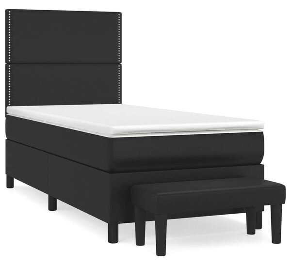 VidaXL fekete műbőr rugós ágy matraccal 90 x 200 cm