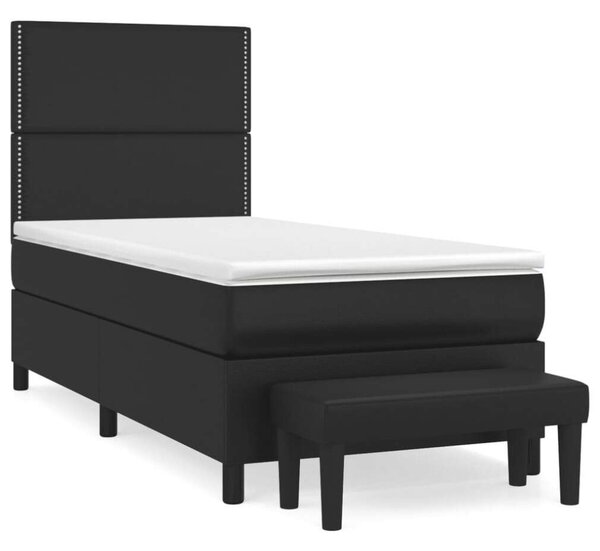 VidaXL fekete műbőr rugós ágy matraccal 90 x 200 cm