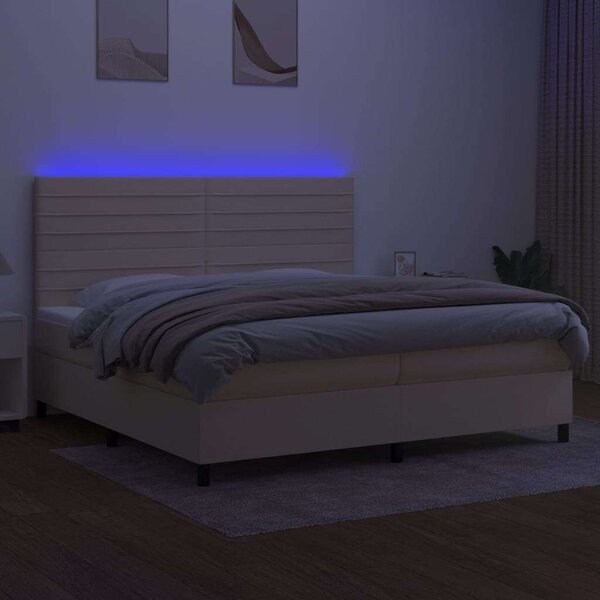 VidaXL Krémszínű Ágy 200x200 cm - LED Világítással