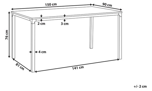 Étkezőasztal HOCKLEY Világosbarna 150 cm 90 cm