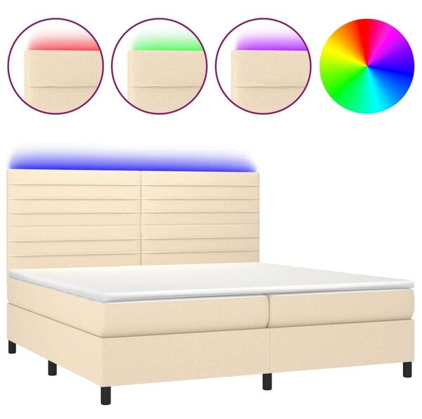 VidaXL Krémszínű Ágy 200x200 cm - LED Világítással