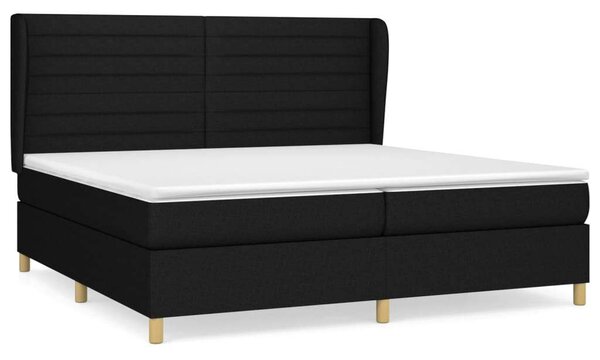 VidaXL fekete szövet rugós ágy matraccal 200 x 200 cm