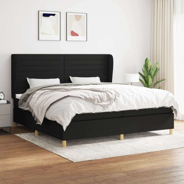 VidaXL fekete szövet rugós ágy matraccal 200 x 200 cm
