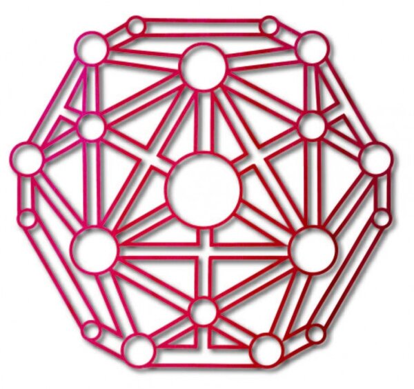 Geometriai kép a falon falemezből faragott