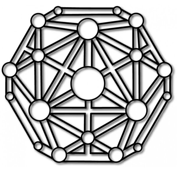 Geometriai kép a falon falemezből faragott