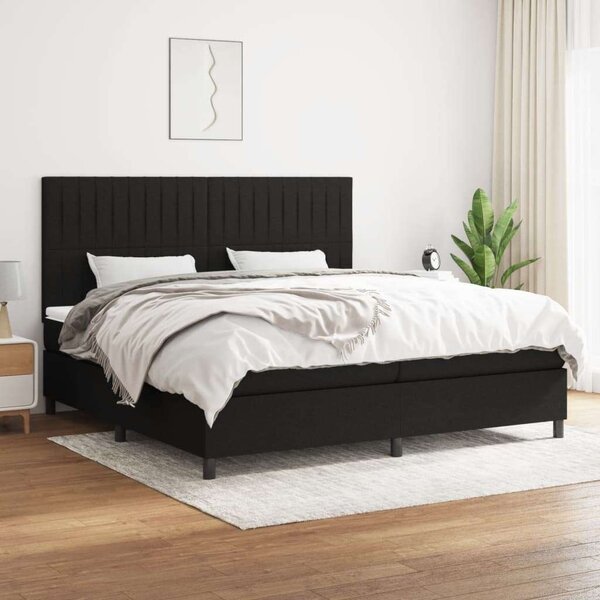 VidaXL fekete szövet rugós ágy matraccal 200 x 200 cm