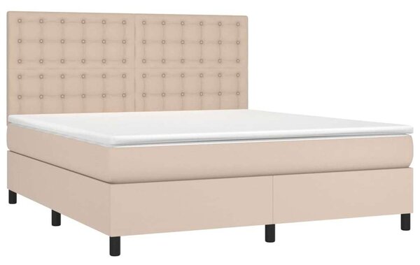 VidaXL cappuccino színű műbőr rugós ágy matraccal és LED-del 160x200cm
