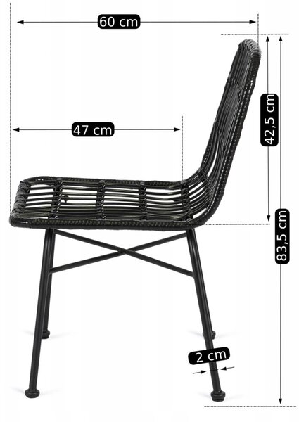 Rattan szék fekete színben WALDI