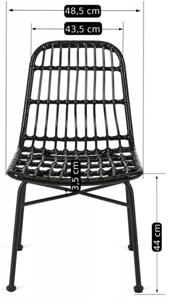 Rattan szék fekete színben WALDI