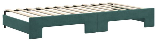 VidaXL sötétzöld kihúzható bársony heverő matraccal 100 x 200 cm