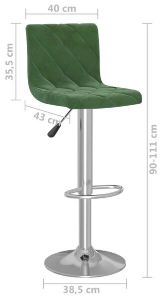 VidaXL Bár Szék - Bársony - Sötétzöld - 2 db
