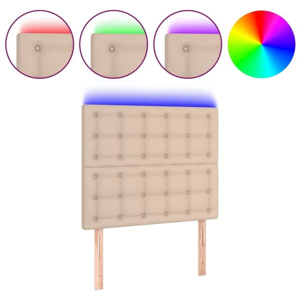 Cappuccino műbőr led-es fejtámla 90x5x118/128 cm
