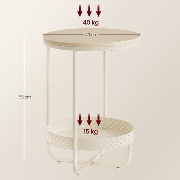 Tárolóasztal 40×40 cm, MDF, Fehérített Tölgy. AKF-E1015 CRM
