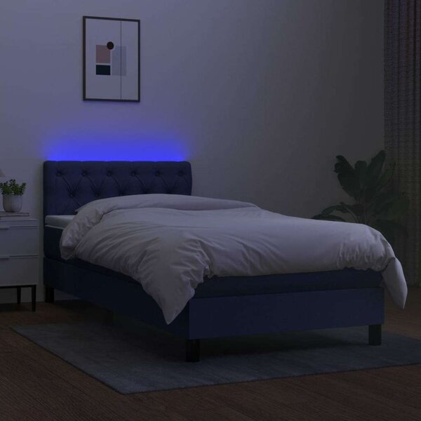 VidaXL Kék Ágy Matraccal - 80x200 cm LED-es