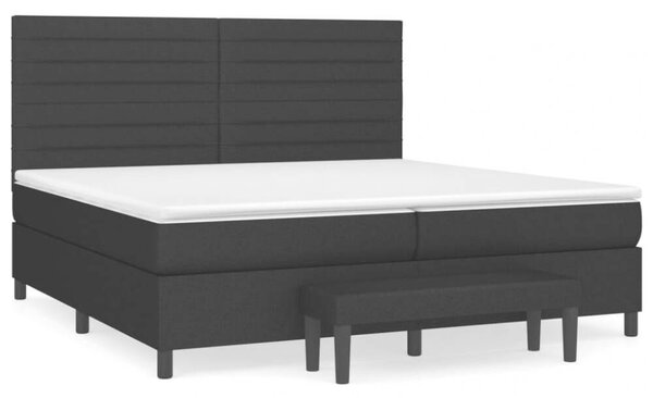 VidaXL Ágy - 200x200 cm - Fekete Szövet - Zsebrugós Matraccal